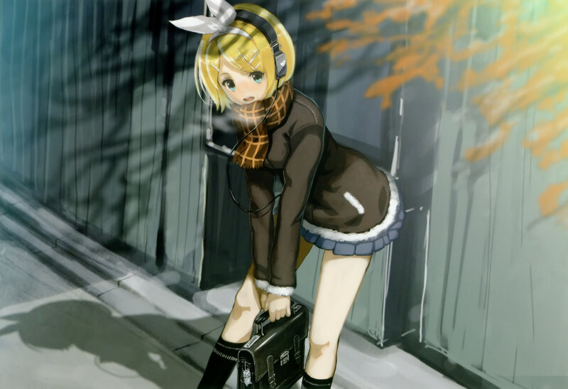 blonde girl with headphones