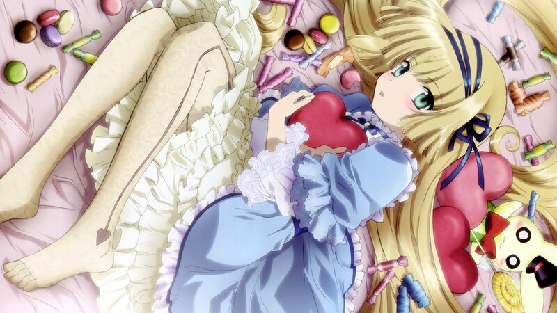 Blonde Girl with Heart Pillow