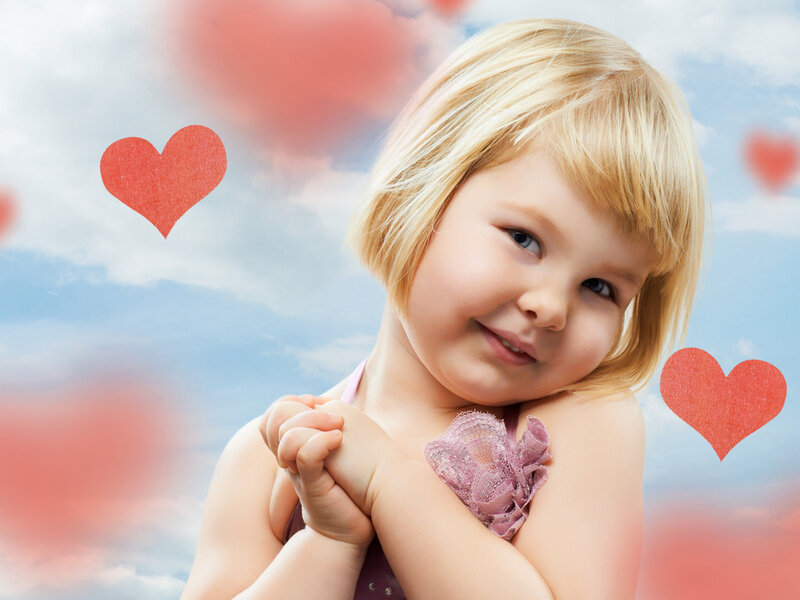 Blonde Girl with Hearts