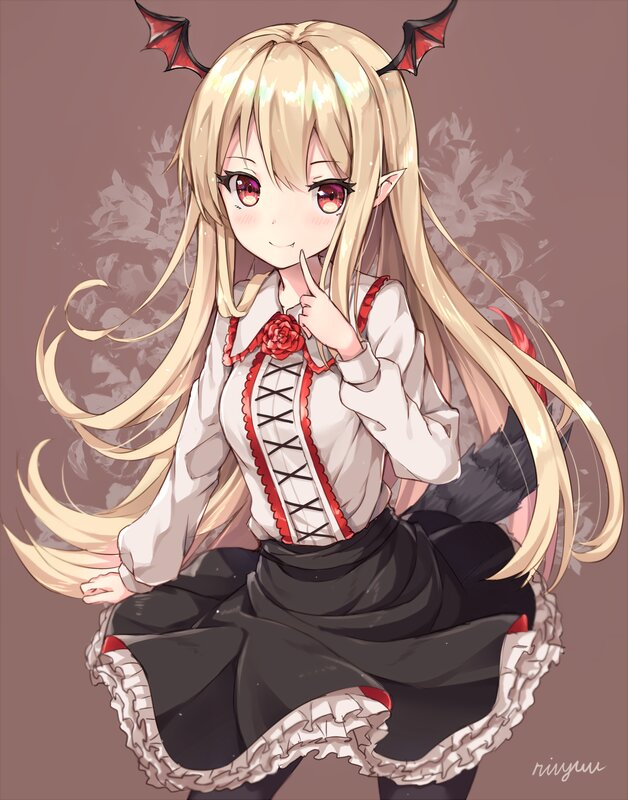 Blonde Girl with Horns — Brown, Playful