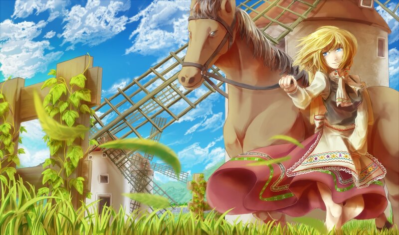 Blonde Girl with Horse