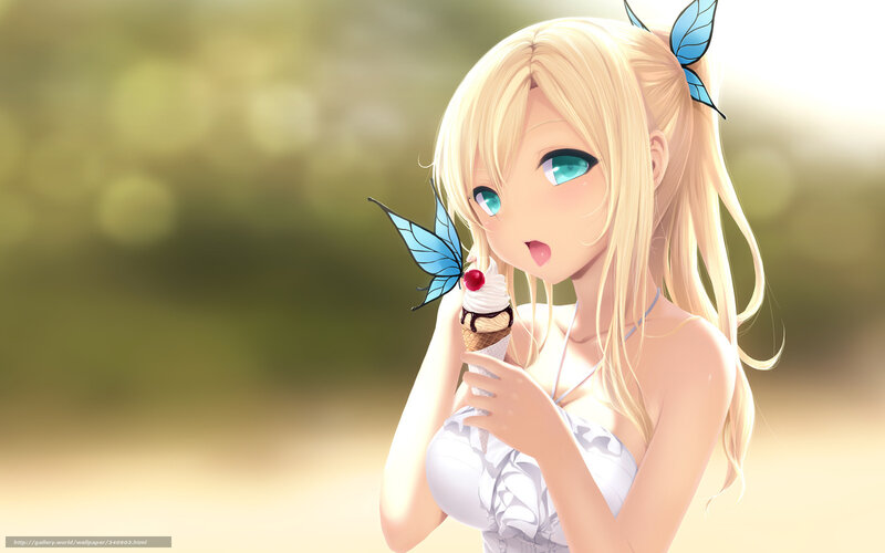 blonde girl with ice cream