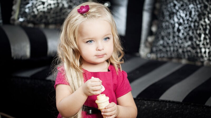 Blonde Girl with Ice Cream — Pink