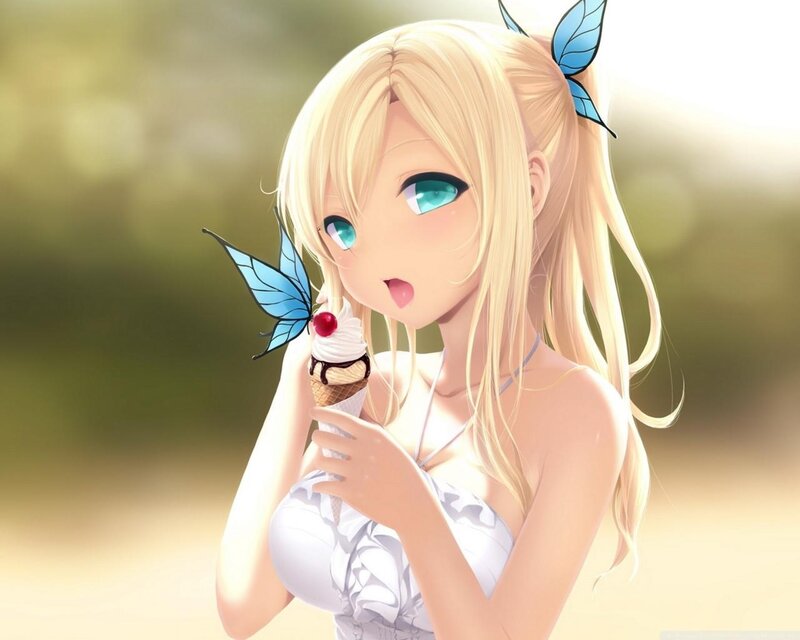 Blonde Girl with Ice Cream — Playful
