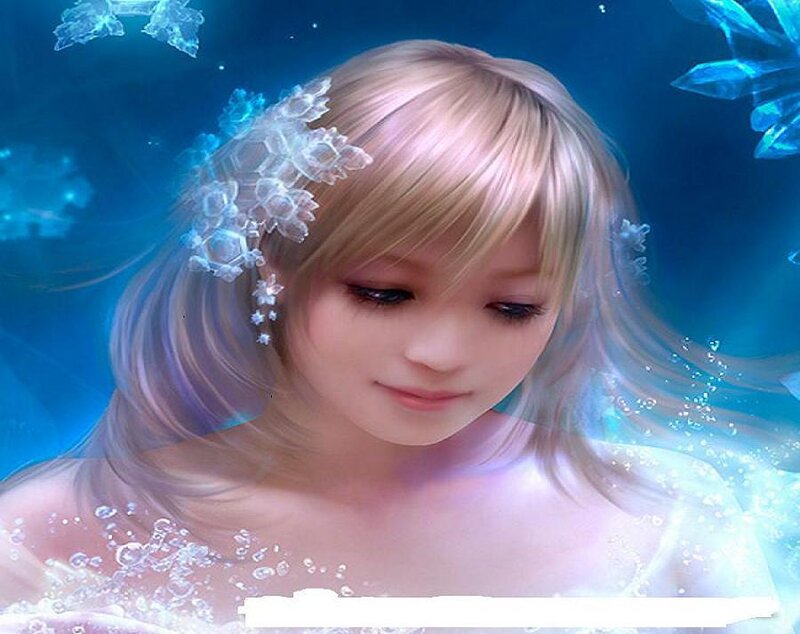 blonde girl with ice flowers