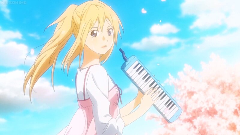 Blonde Girl with Keyboard — Blue