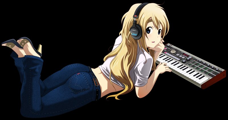 Blonde Girl with Keyboard
