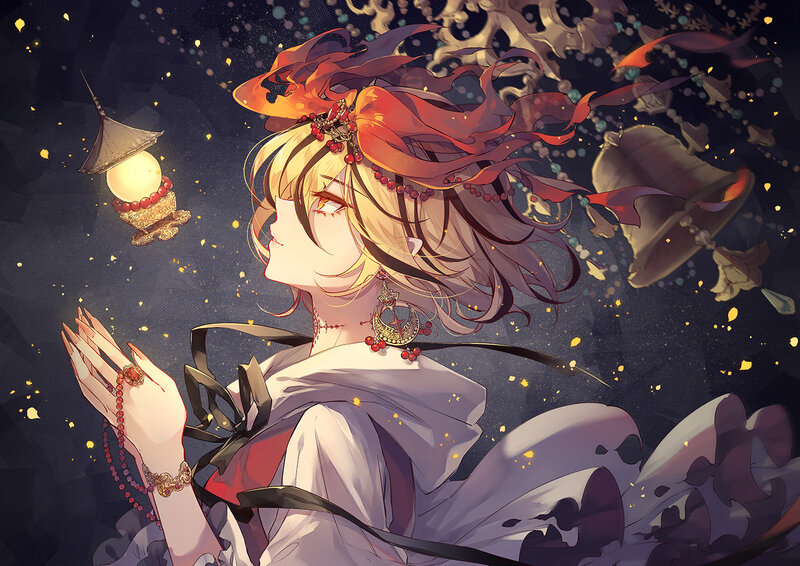 Blonde Girl with Lantern — Purple