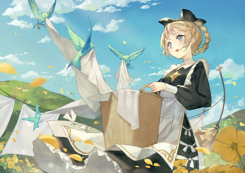 Blonde Girl with Laundry