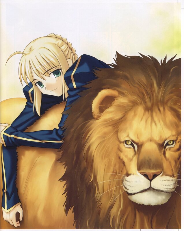 Blonde Girl with Lion — Blue, Calm
