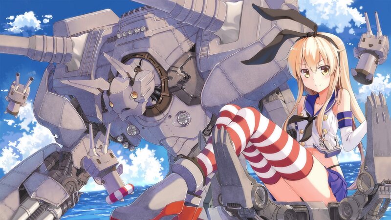 Blonde Girl with Mecha — Blue