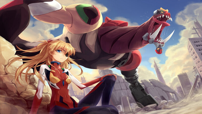Blonde Girl with Mecha — Red