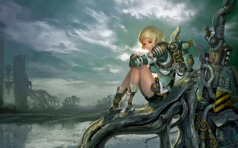 Blonde Girl with Mechanical Arm