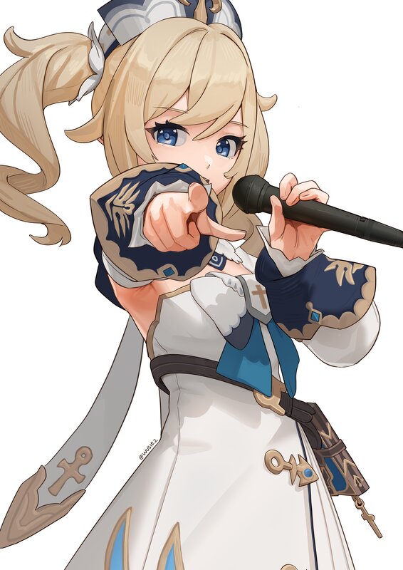 Blonde Girl with Microphone — White
