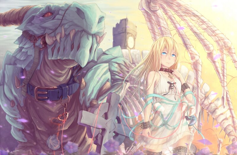 Blonde Girl with Monster