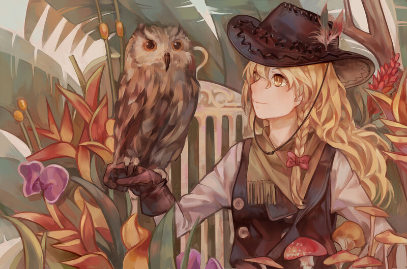 Blonde Girl with Owl