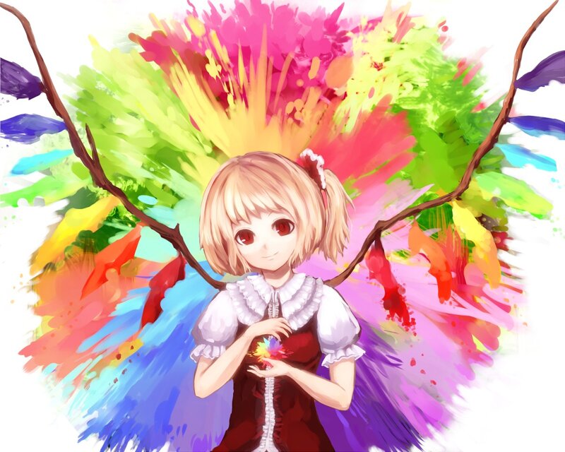 Blonde Girl with Paint — Red