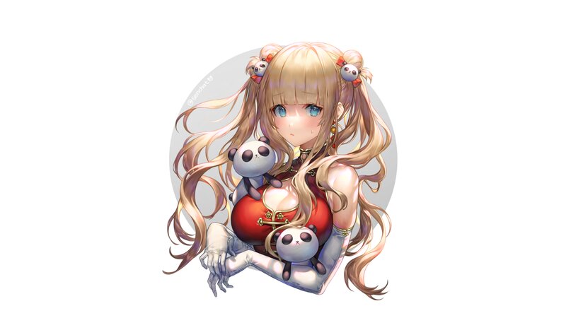 Blonde Girl with Pandas