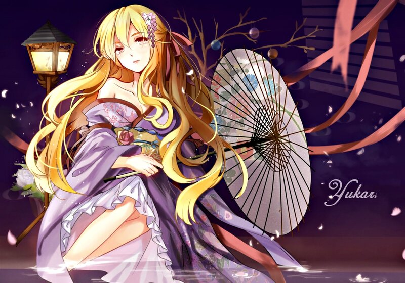 Blonde Girl with Parasol — Purple