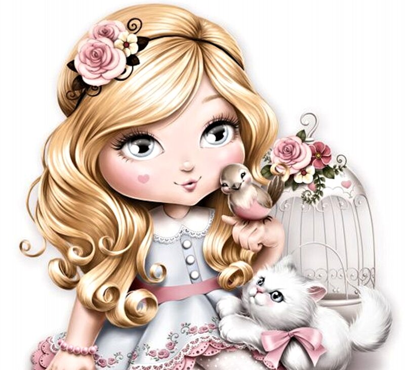 Blonde Girl with Pets