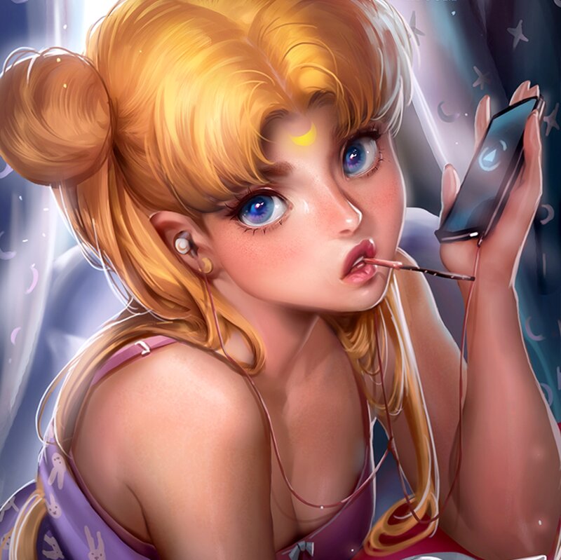 Blonde Girl with Phone