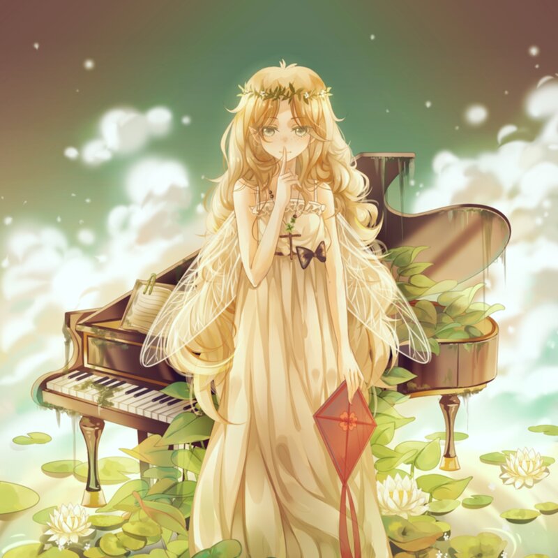 Blonde Girl with Piano