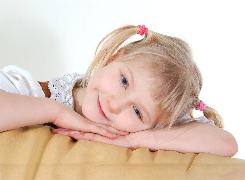 Blonde Girl with Pigtails — White