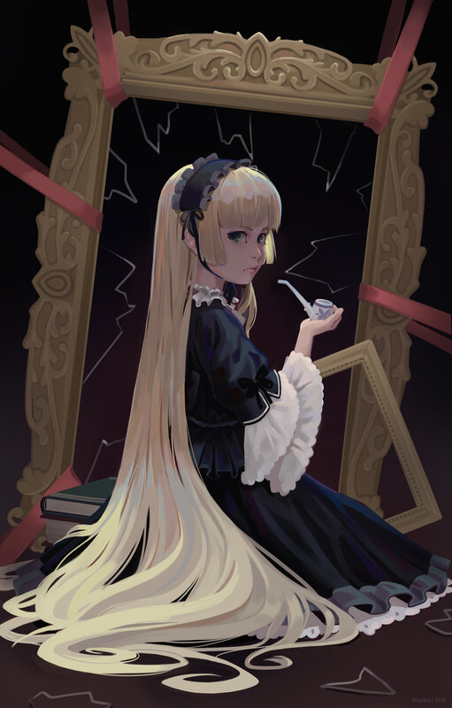 Blonde Girl with Pipe — Black