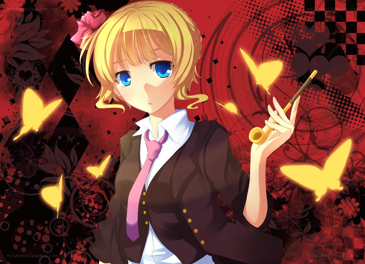 blonde girl with pipe