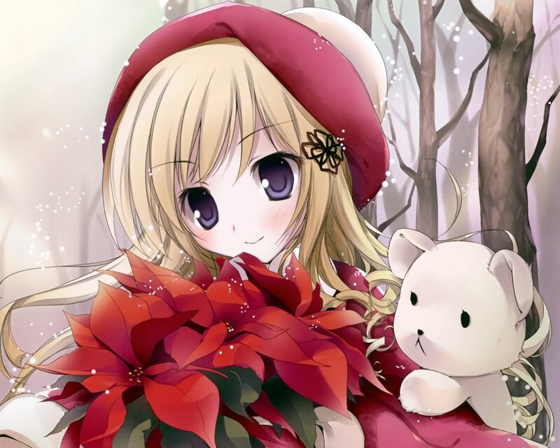 Blonde Girl with Poinsettia