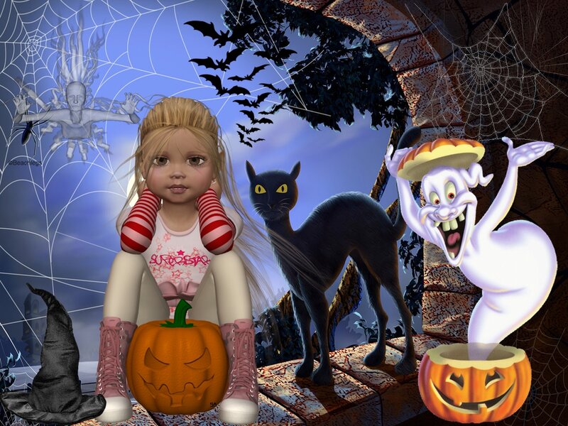 Blonde Girl with Pumpkin