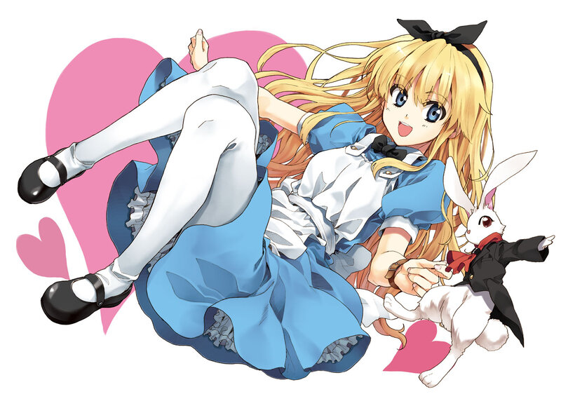 Blonde Girl with Rabbit — Blue, Playful