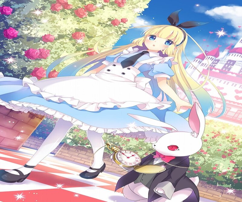 Blonde Girl with Rabbit — Blue, Whimsical, Afternoon