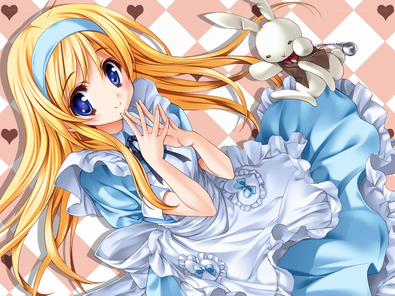 blonde girl with rabbit
