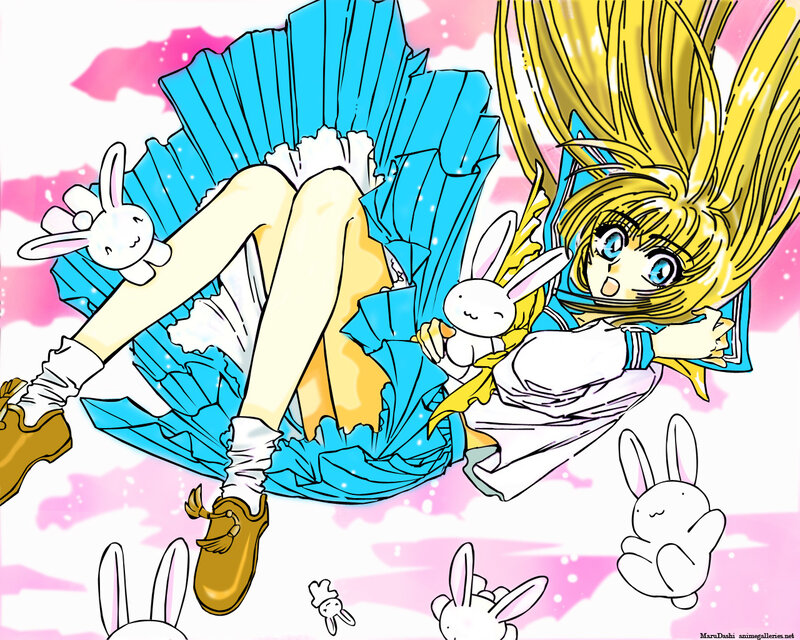 Blonde Girl with Rabbits — Pink