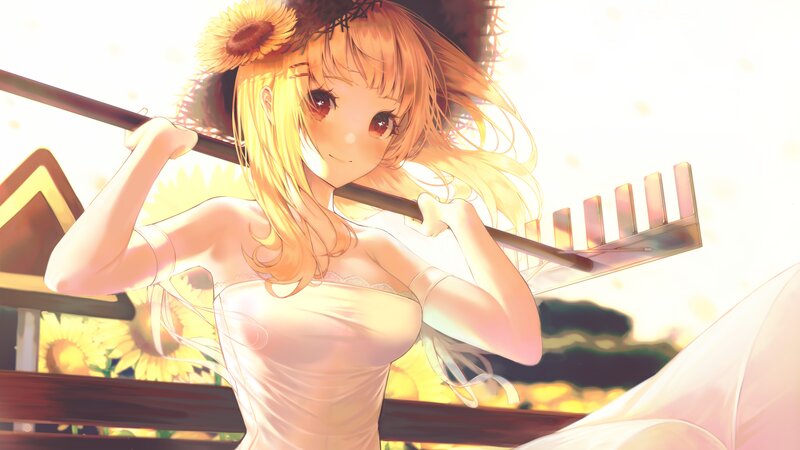 Blonde Girl with Rake