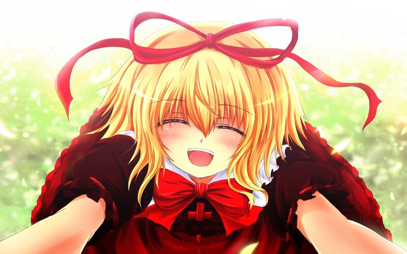 blonde girl with red bow