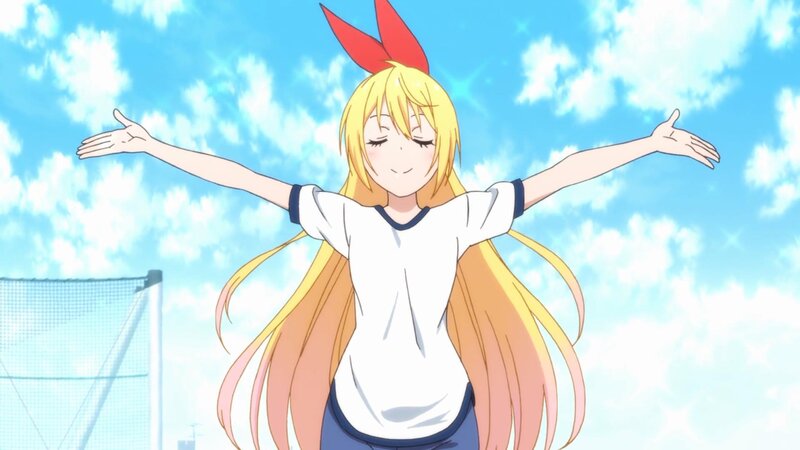 Blonde Girl with Red Bow — Blue