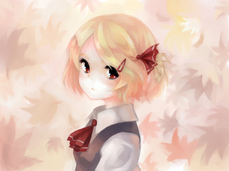 Blonde Girl with Red Bow — White