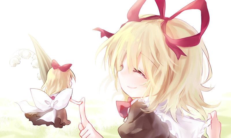 Blonde Girl with Red Bow — Yellow, Peaceful