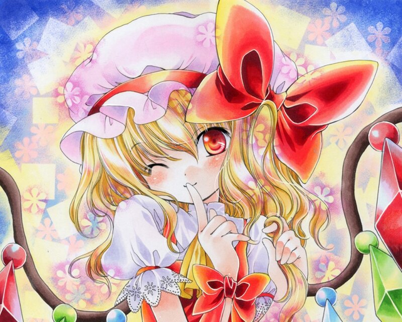 Blonde Girl with Red Bow — Yellow, Playful