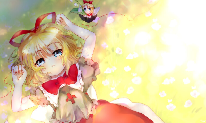 Blonde Girl with Red Bow — Yellow