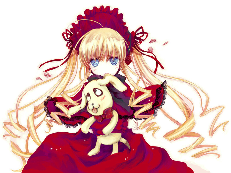 blonde girl with red dress