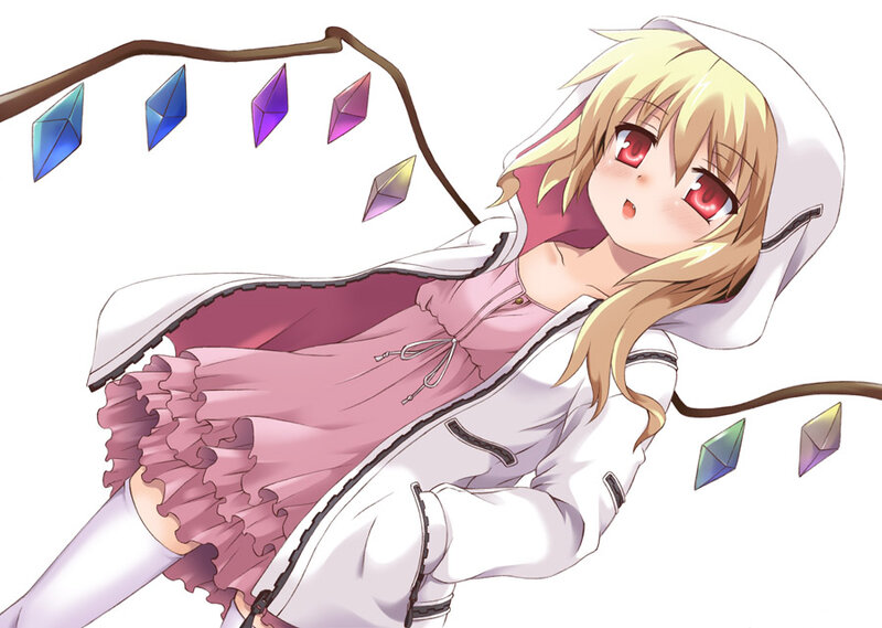 blonde girl with red eyes
