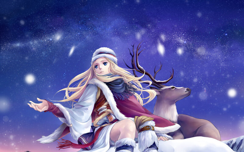 Blonde Girl with Reindeer