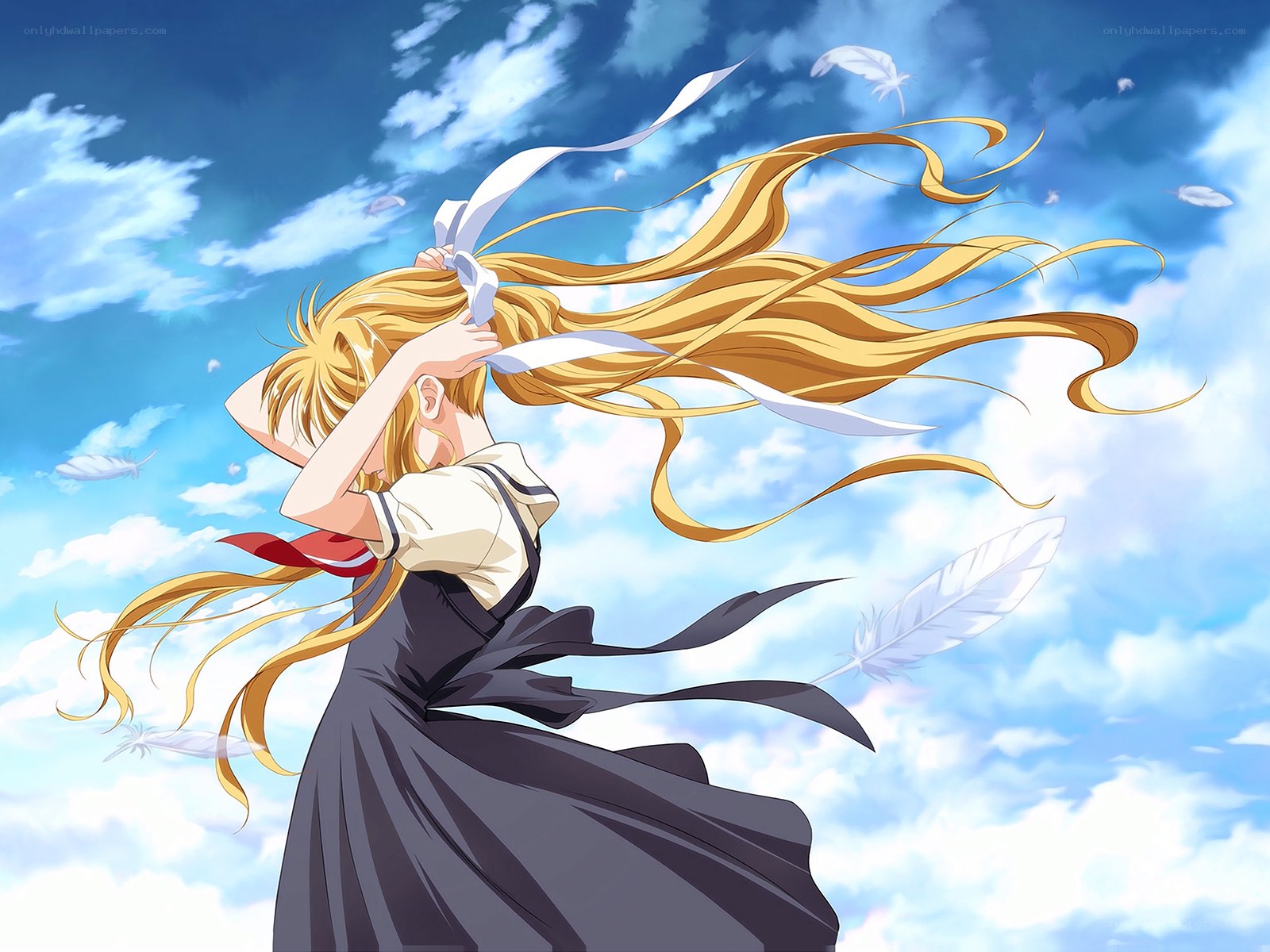 blonde girl with ribbon