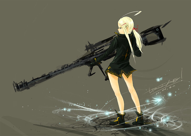Blonde Girl with Rifle — Black