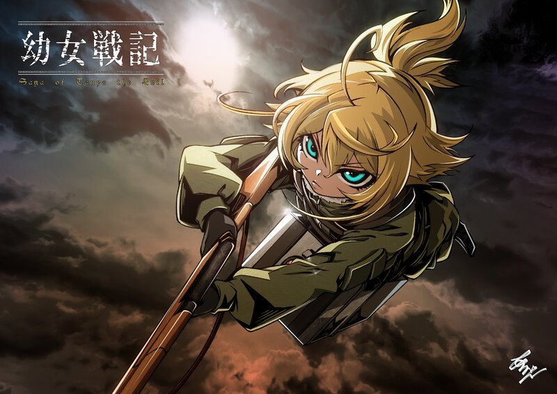 Blonde Girl with Rifle — Brown, Dramatic
