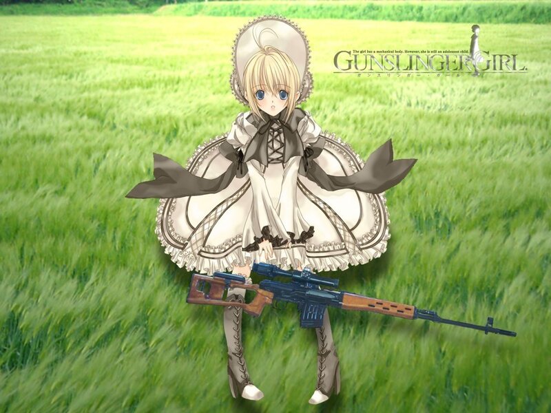 Blonde Girl with Rifle — Green, Serene, Afternoon, Anime