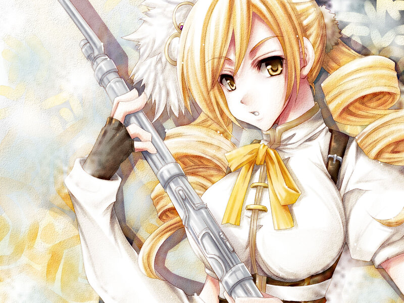 Blonde Girl with Rifle — White, Determined